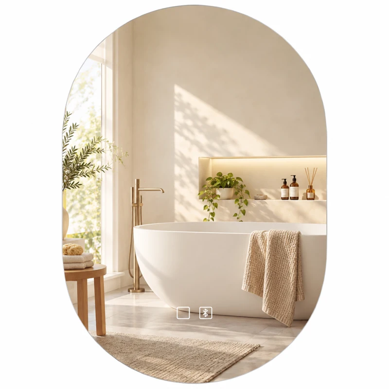 HOMCOM Oglindă de Baie cu LED 60x90 cm, Fără Ramă, 3 Culori Reglabile