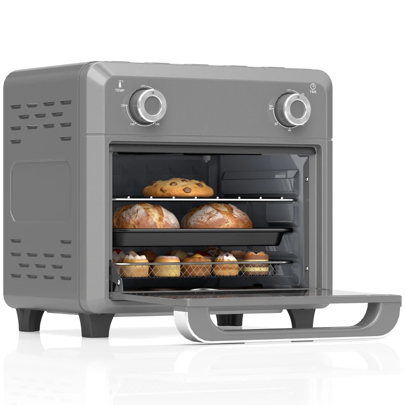 HOMCOM 10L Air Fryer Oven, Mini Oven, Grill, Roast, Bake, with Adjustable Temperature, Timer, 1000W, Grey