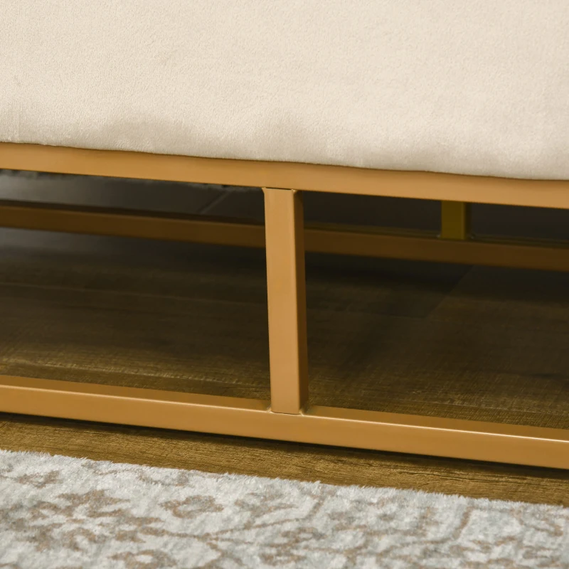 HOMCOM Panca Contenitore Rettangolare con Seduta Imbottita e Gambe in Acciaio, 110x44x49 cm, Beige