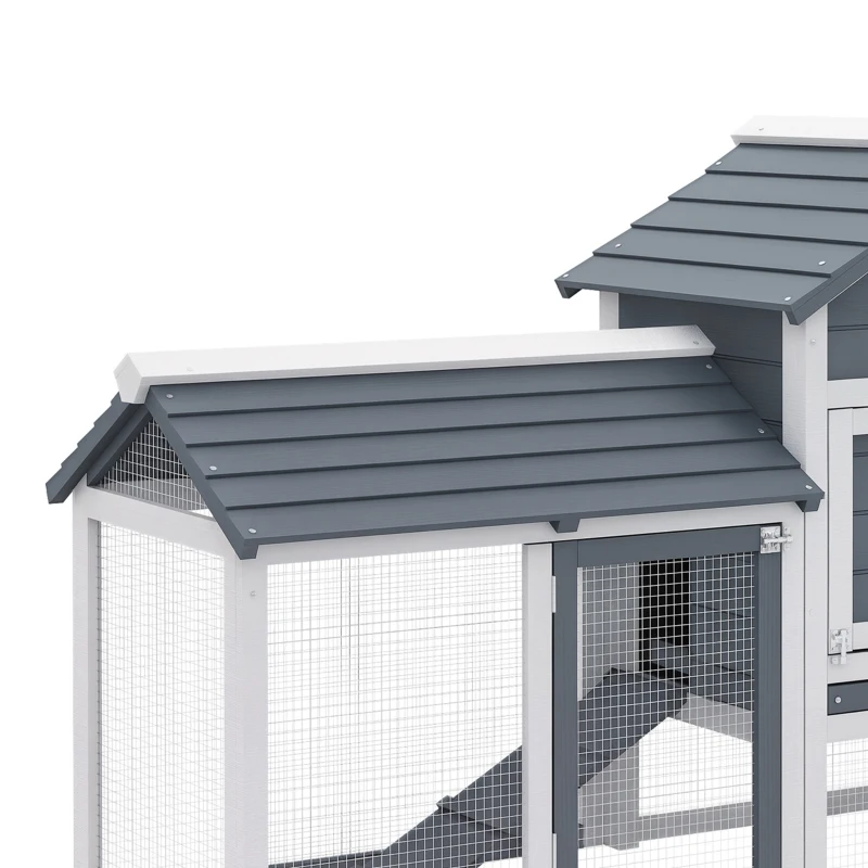 PawHut Petit poulailler cottage cage à poules sur pied dim. 150,5L x 54l x 87H cm multi-équipement bois massif de sapin