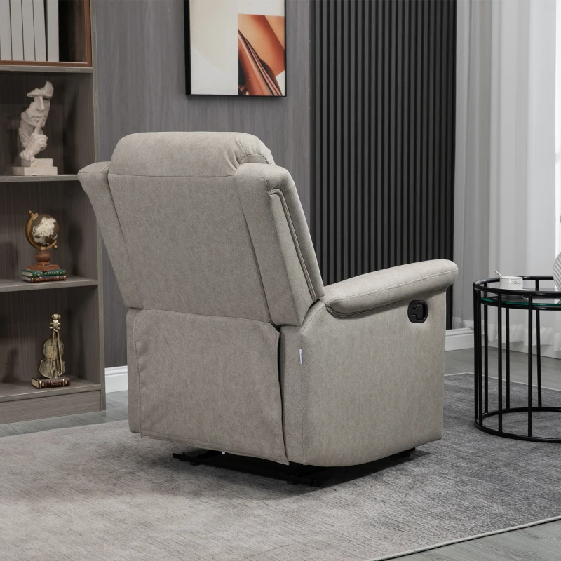 HOMCOM Fauteuil de relaxation inclinable 135° manuellement tissu en microfibre avec repose-pied gris(m-8)