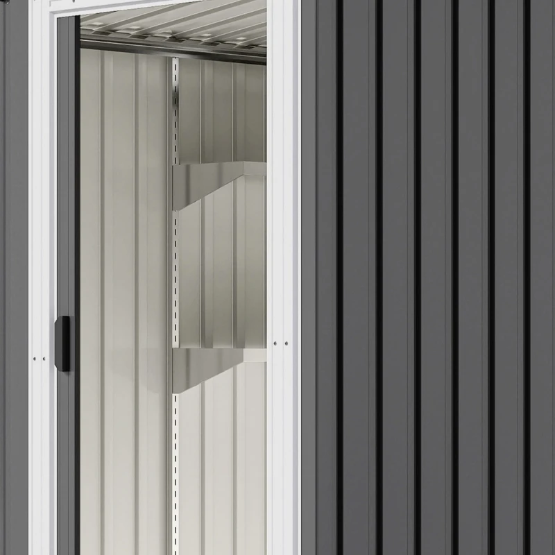 Outsunny 7 x 5ft Galvanised Metal Shed, with Sliding Door - Dark Grey