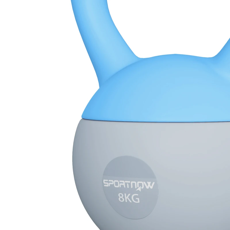SPORTNOW 8KG Soft Kettlebell, Kettlebell with Non-Slip Handle for Home Gym, Weight Lifting, Strength Training, Light Blue/Grey