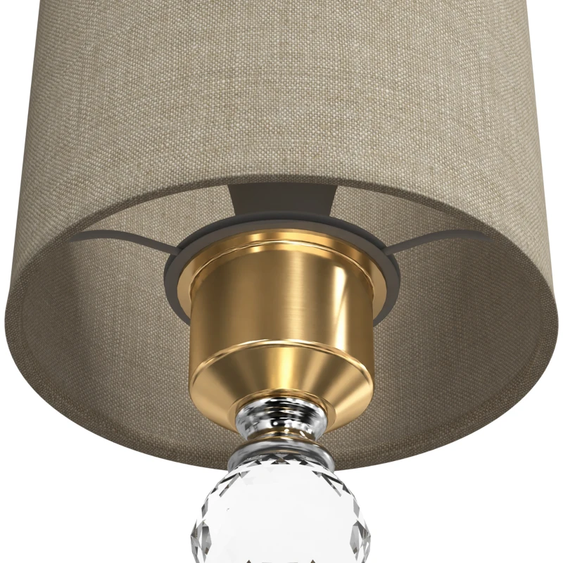 HOMCOM Bedside Lamp, Modern Crystal Decoration Table Lamp with PVC shade, USB A+C Charging Ports, Bulb Not Included, Gold Tone