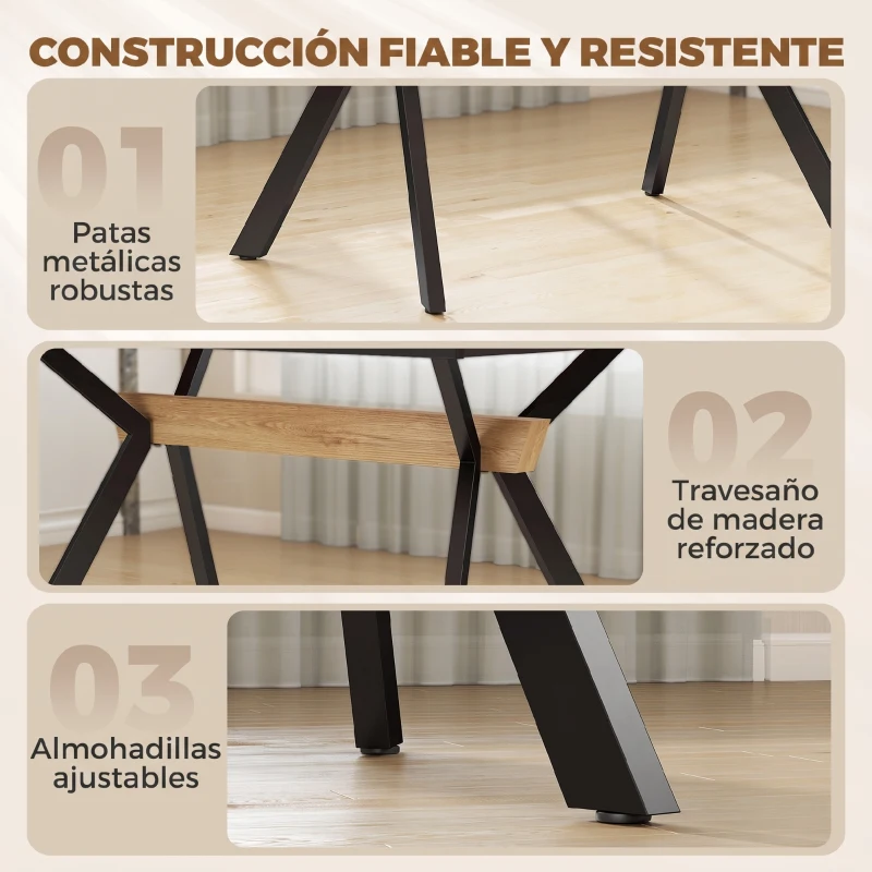 HOMCOM Mesa de Comedor Extensible 4-6 Personas Mesa de Cocina 130-170x80x76 cm Roble y Negro
