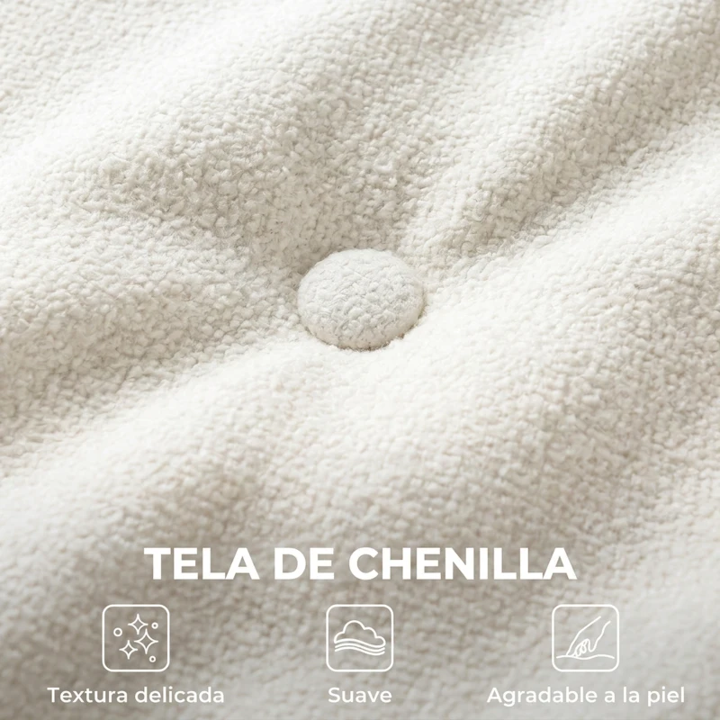 HOMCOM Sofá 3 Plazas de Chenilla sin Armazón con Asiento Profundo y Diseño Capitoné Blanco Crema