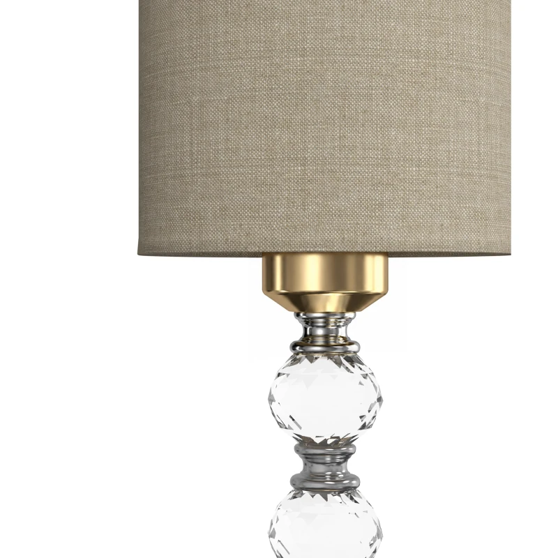 HOMCOM Bedside Lamp, Modern Crystal Decoration Table Lamp with PVC shade, USB A+C Charging Ports, Bulb Not Included, Gold Tone