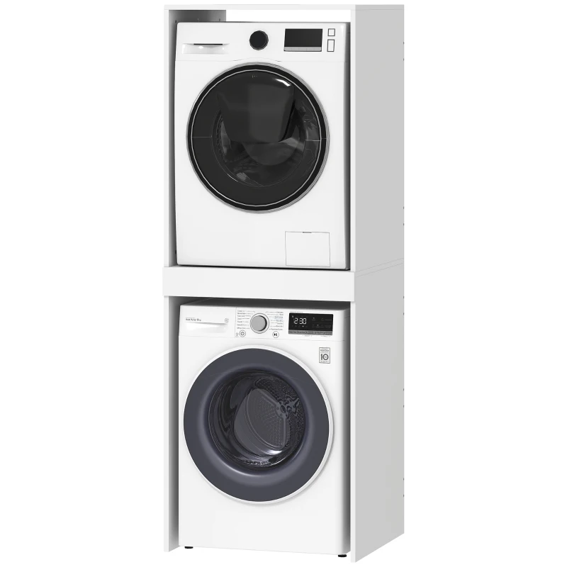 HOMCOM Dulap Compact pentru Mașină de Spălat și Uscător cu Suport Extensibil pentru Haine, Alb