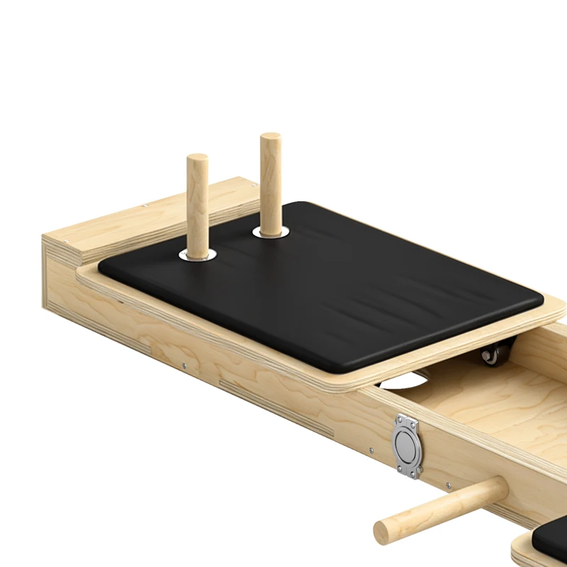 SPORTNOW Foldable Pilates Reformer Machine, Multifunctional Pilates Board and Multi-Grips for Home Gym, Natural Wood
