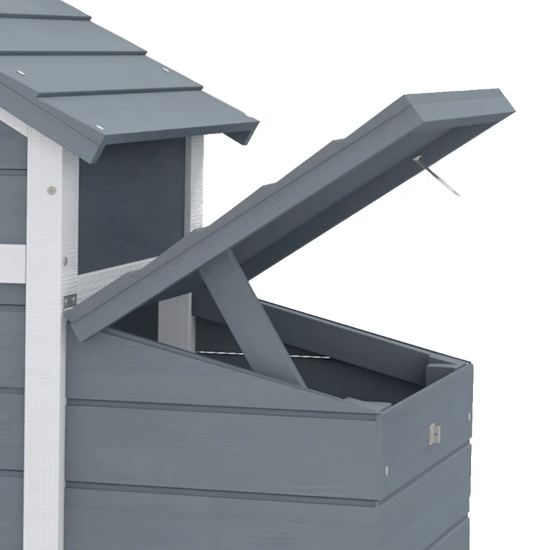 PawHut Petit poulailler cottage cage à poules sur pied dim. 150,5L x 54l x 87H cm multi-équipement bois massif de sapin
