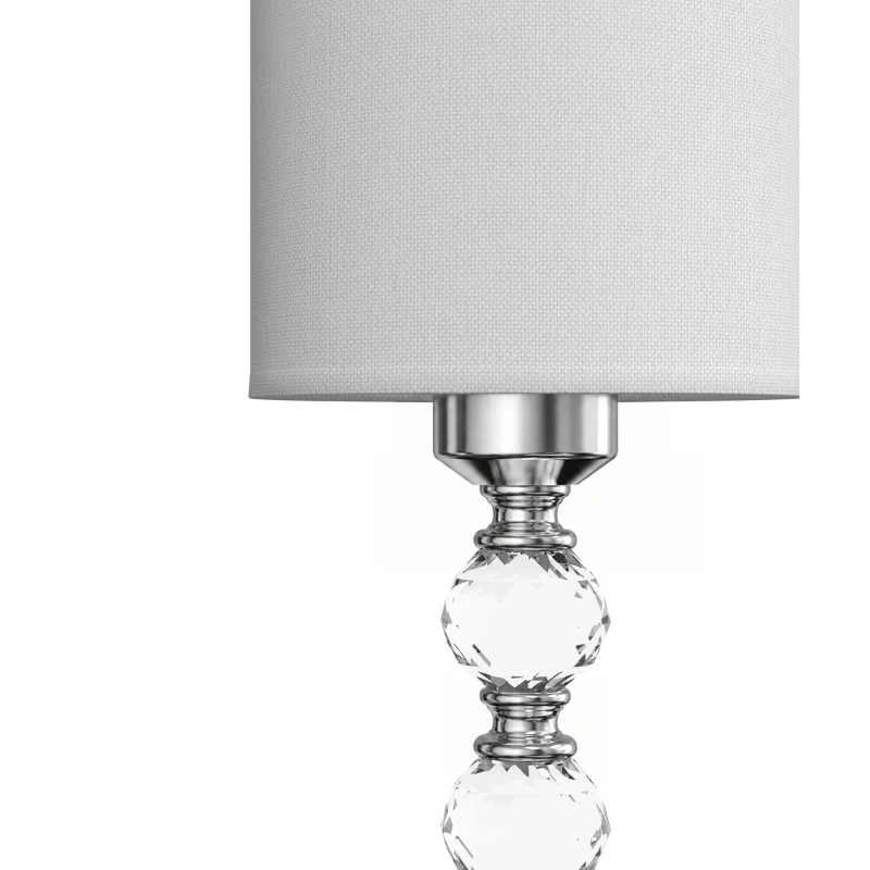 HOMCOM Bedside Lamp, Modern Crystal Decoration Table Lamp w/ PVC shade, USB A+C Charging Ports, Bulb Not Included, Silver Tone