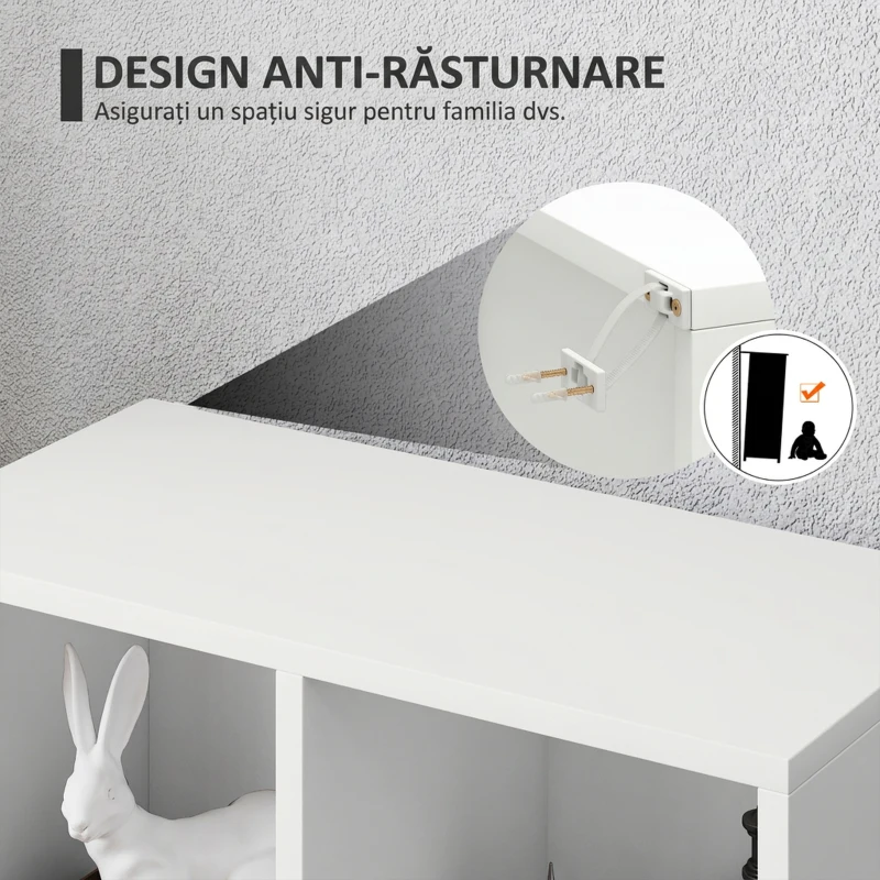 HOMCOM Bibliotecă cu 5 compartimente deschise, design modern, pentru living, dormitor, birou, 50x24x80 cm, alb