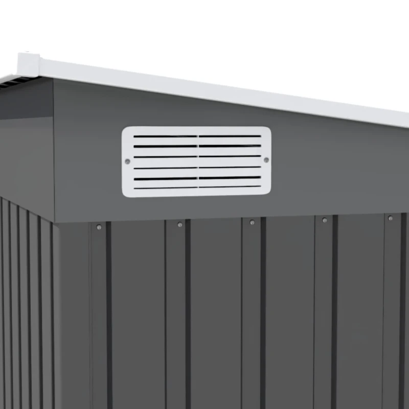 Outsunny 7 x 5ft Galvanised Metal Shed, with Sliding Door - Dark Grey