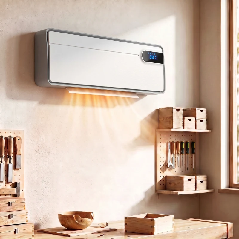 HOMCOM Aquecedor Elétrico Cerâmico de Parede 2000 W com Wi-Fi, 3 Modos, Ecrã LED, Temporizador e Comando à Distância, Branco