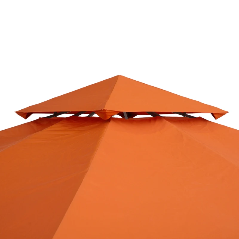 Outsunny Copertura per Gazebo 3x3 m a 2 Livelli in Poliestere Resistente con 8 Fori di Drenaggio, Rosso Ruggine
