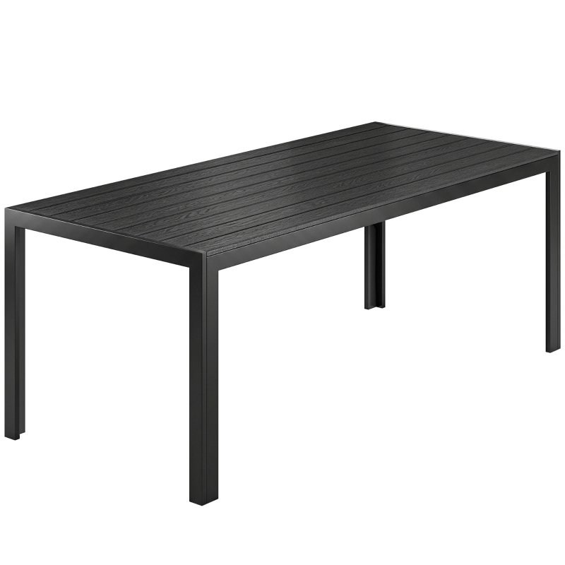 Outsunny Gartentisch Wpc Aluminium Tisch Garten Terrasse Holz-Kunststoff Polyholz schwarz