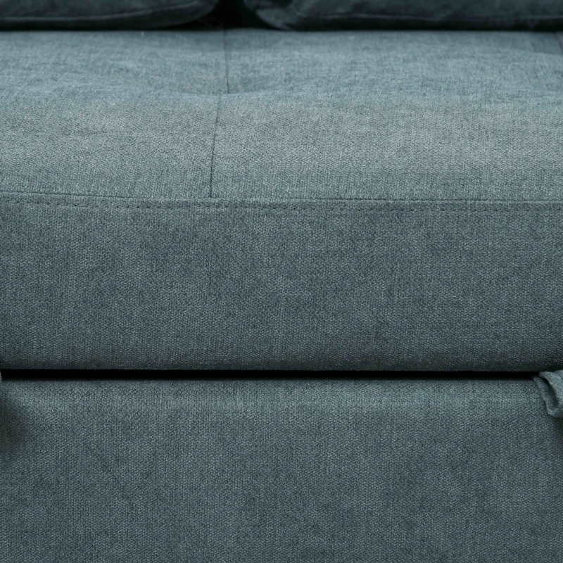 HOMCOM Loveseat Sofa Bed, Convertible Bed Settee with 2 Pillows, Side Pockets, Charcoal Grey