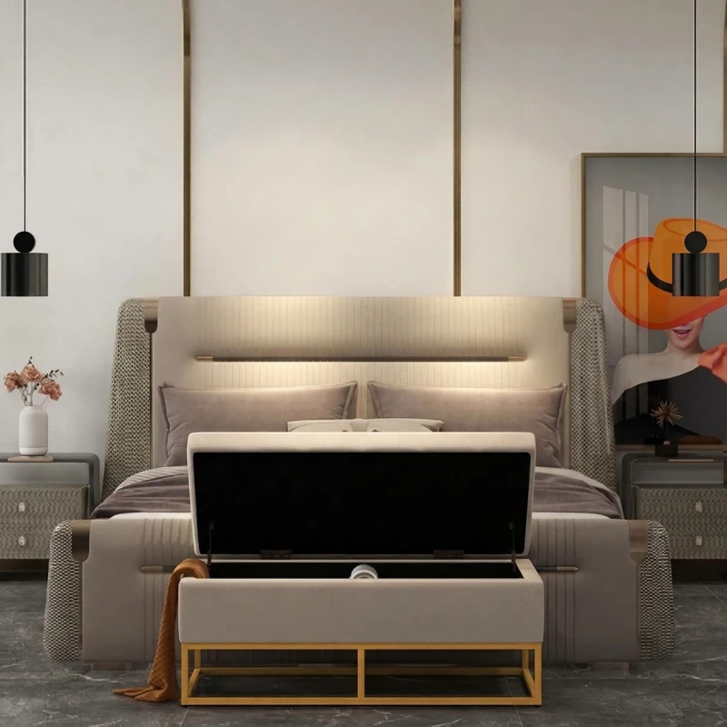 HOMCOM Panca Contenitore Rettangolare con Seduta Imbottita e Gambe in Acciaio, 110x44x49 cm, Beige