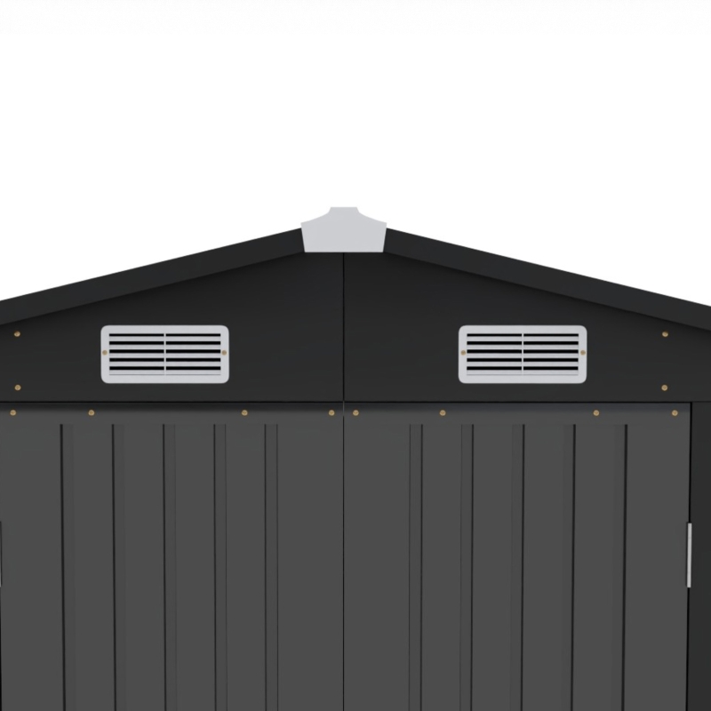 Outsunny 12 x 8 ft Garden Shed, Outdoor Storage Shed with 4 Vents and Lockable Double Doors, Dark Grey