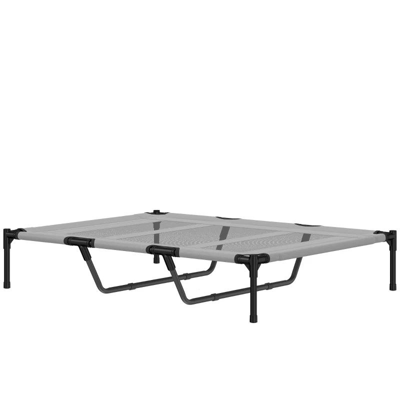 PawHut Cama Elevada para Cães Grandes com Malha Respirável e Saco 122x92x23 cm Preta