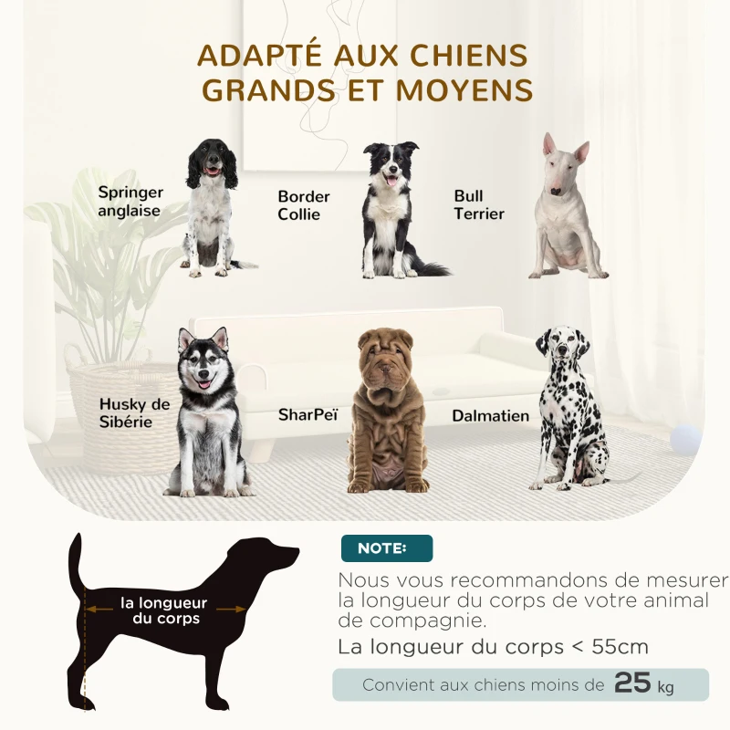 PawHut Canapé pour chien chat design scandinave coussin moelleux amovible pieds bois massif 100 x 62 x 32 cm beige