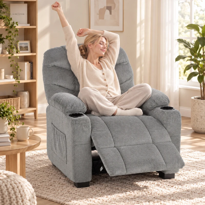 HOMCOM Sillón Relax Reclinable Eléctrico Silencioso con Función Memoria Reposapiés Mando a Distancia Bolsillos Laterales Gris