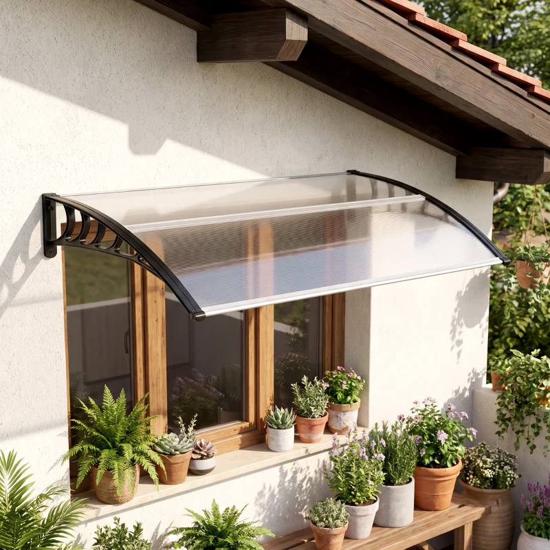 Outsunny Copertina Exterior Curbata – Cu Panouri din Policarbonat