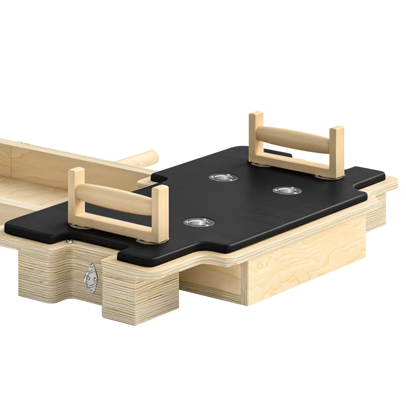 SPORTNOW Foldable Pilates Reformer Machine, Multifunctional Pilates Board and Multi-Grips for Home Gym, Natural Wood