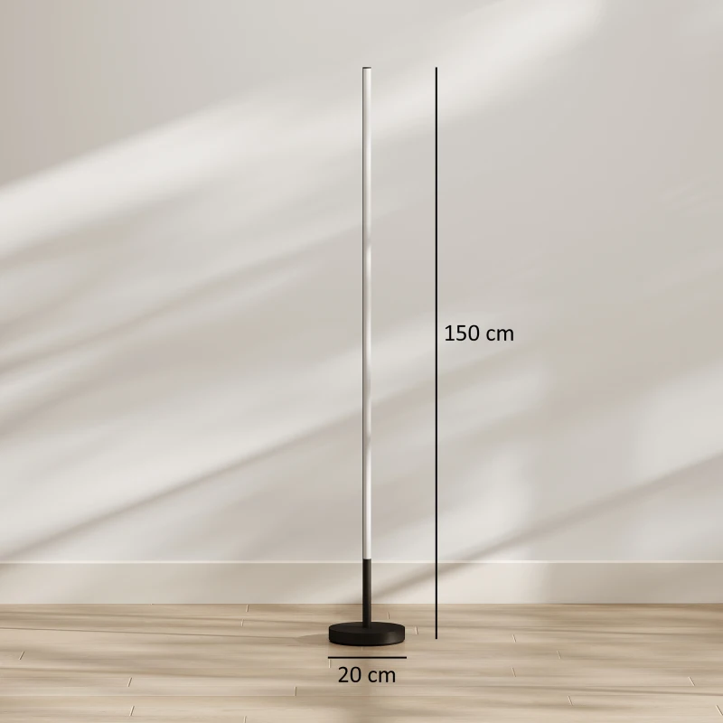 HOMCOM 2er-Set Eck-Stehlampen LED 1450lm Dimmbare Ecklampe 150cm 3 Helligkeitsstufen Fußschalter Schwarz
