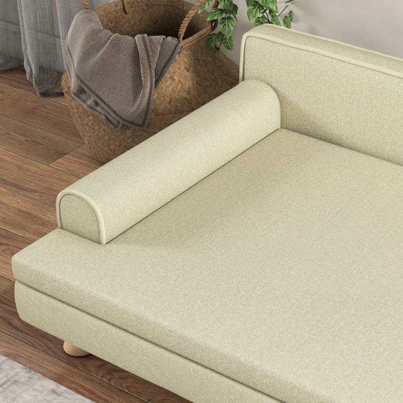 PawHut Canapé pour chien chat design scandinave coussin moelleux amovible pieds bois massif 100 x 62 x 32 cm beige