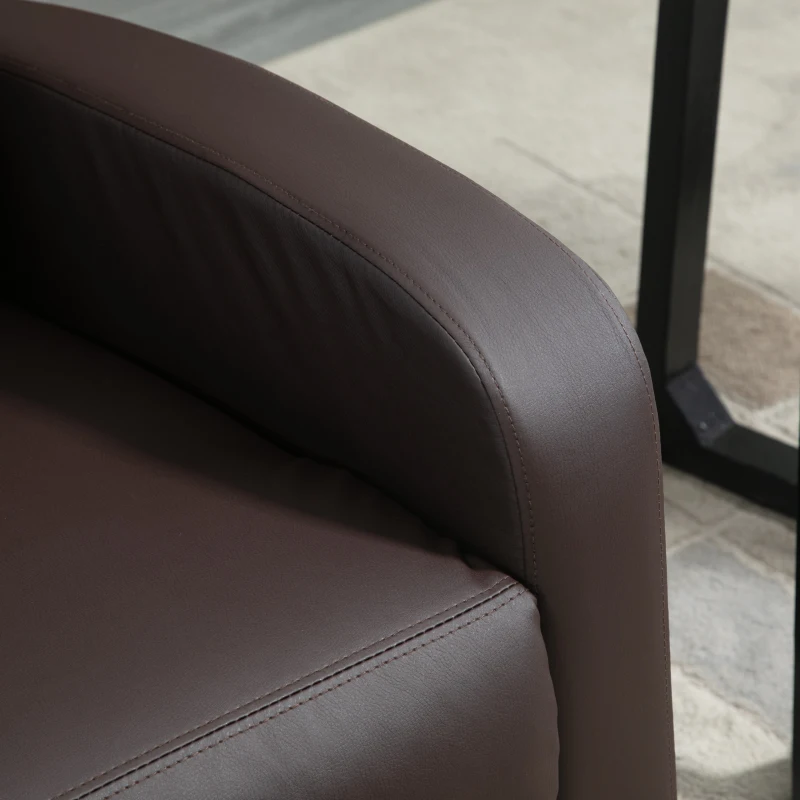 HOMCOM Recliner Armchair, Massage Faux Leather Push Back Reclining Chair with Adjustable Leg Rest, Side Pocket, for Home Living Room Theatre, Brown