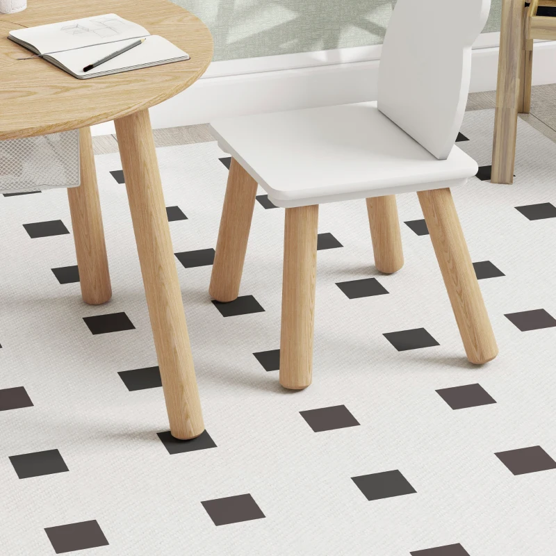 AIYAPLAY Set con Tavolo e 2 Sedie per Bambini con Schienale a Orsetto, Tavolino con Vano Contenitore, Color Legno