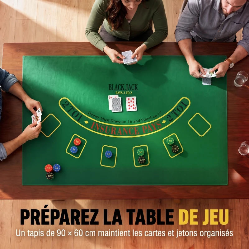 SPORTNOW Mallette de Poker 500 Jetons 5 Valeurs, 2 Jeux de Cartes, Tapis de Jeu, Bouton Dealer, Blind, Alu, 31x17x11,5cm, Argenté