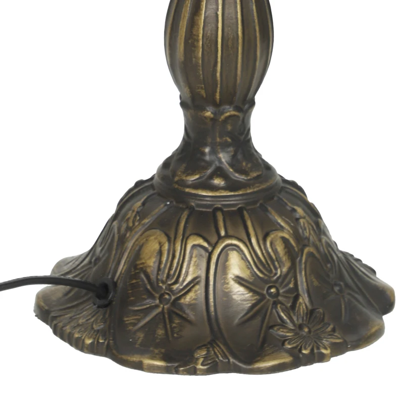 HOMCOM Tiffany Stained Glass Table Lamp, Handcrafted Artisan Lamp, Red, Ø25 x 45H cm, Zinc Alloy