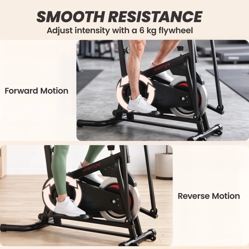 SPORTNOW 2 in 1 Elliptical Cross Trainer for Home with Adjustable Resistance & Seat, Bluetooth App, LCD Monitor, Wheels