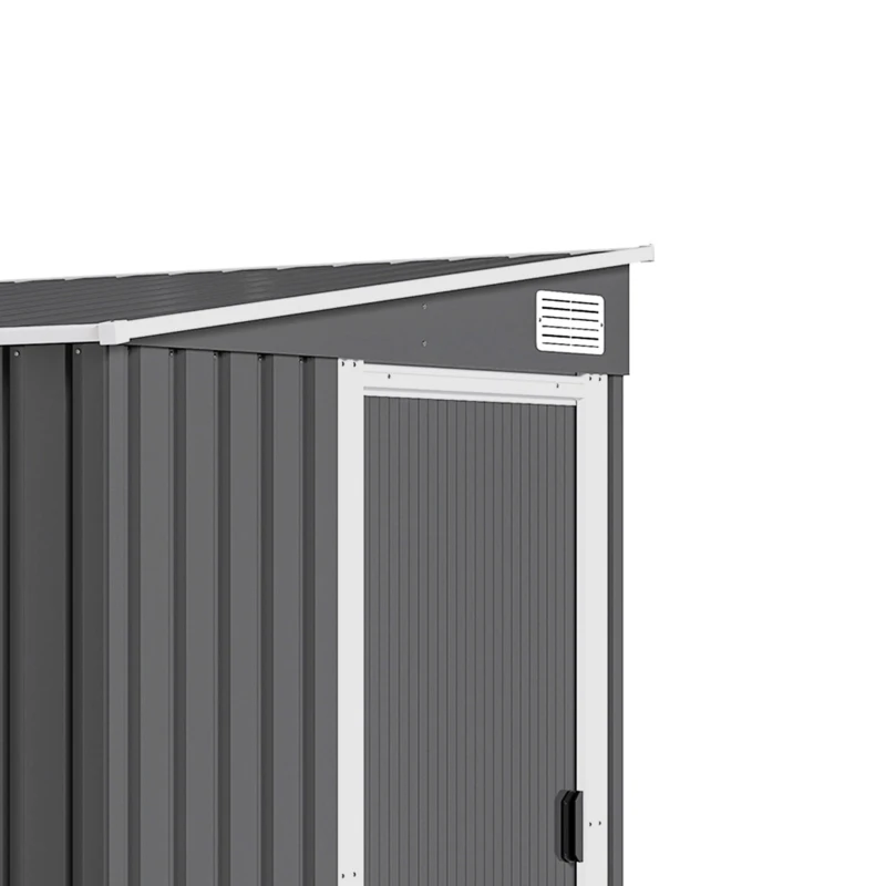 Outsunny 7 x 5ft Galvanised Metal Shed, with Sliding Door - Dark Grey