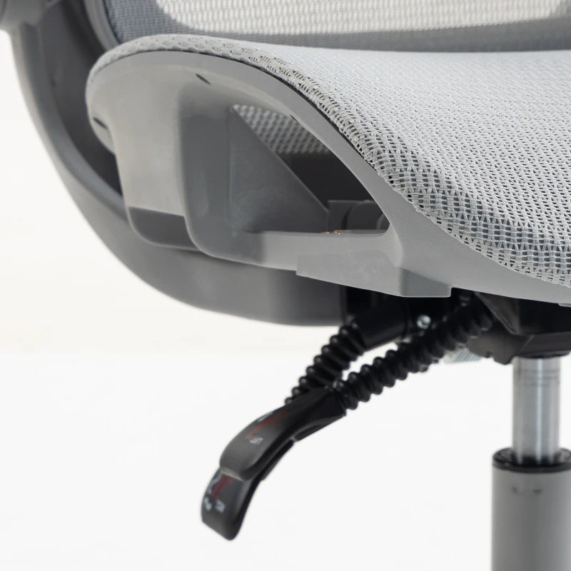 HOMCOM Ergonomic Office Chair with Adaptive Lumbar Support, Reclining Mesh Desk Chair with 2D Headrest, Flip-Up Arms, Grey