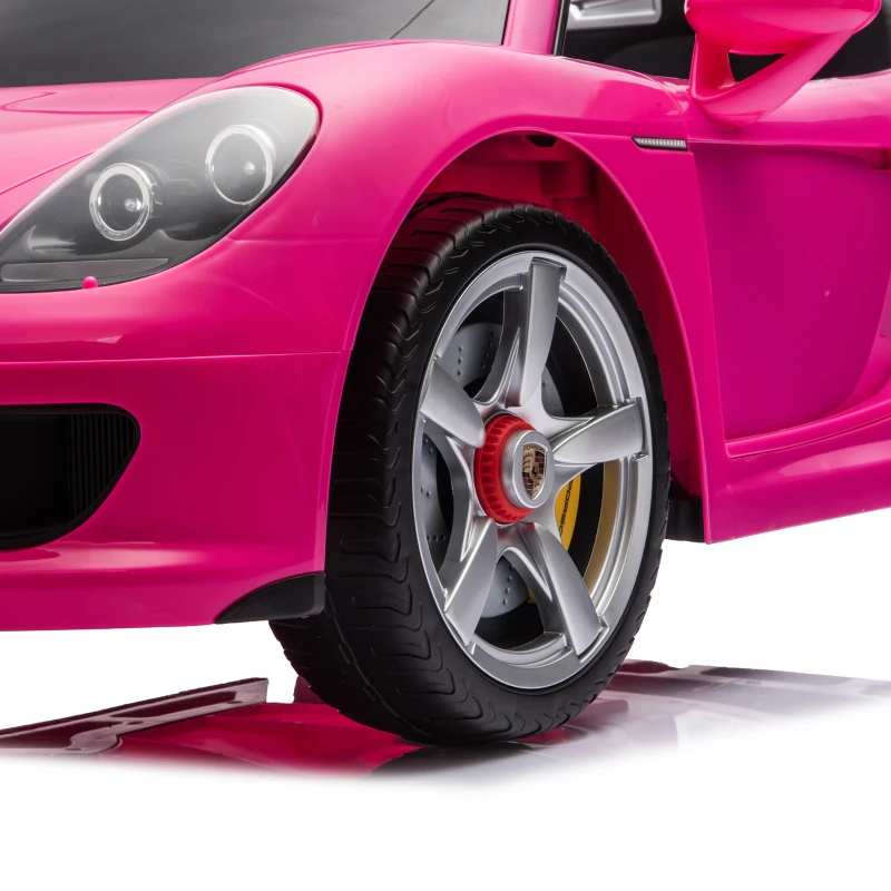 AIYAPLAY Porsche 12V elektrische kinderauto met lithium-accu, afstandsbediening, 2 motoren, softstart en achtervering