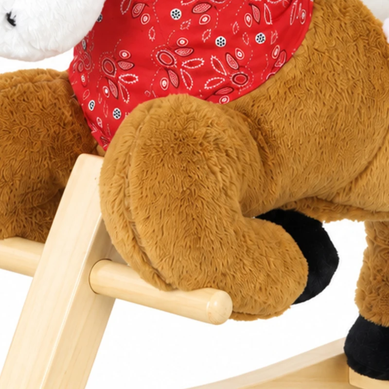 AIYAPLAY Rocking Horse Toy for Toddlers, Plush Ride on Horse with Seat Belt, Lifelike Neigh, Pretend Play Toy for 18-36 M, Brown