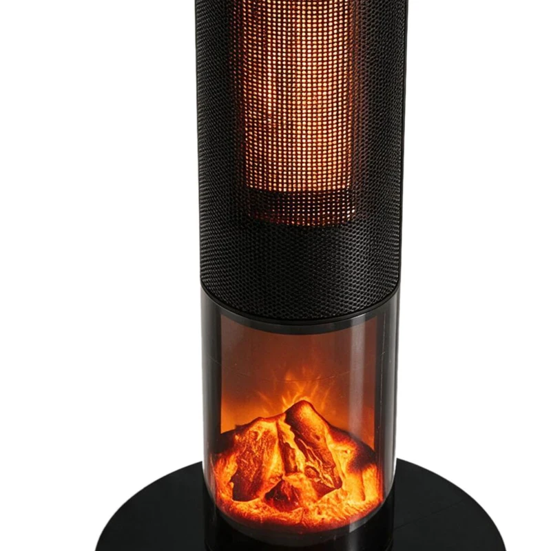 HOMCOM Keramische kachelventilator 2000 W met thermostaat, 3D-vlameffect, elektrische verwarming en afstandsbediening, zwart