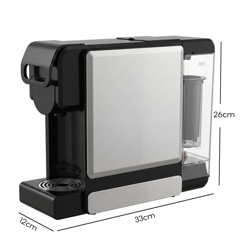 HOMCOM Cafetera Espresso 19 Bares Cafetera Semiautomática Depósito Agua Extraíble de 1 L para Cápsulas y Café Molido Negro