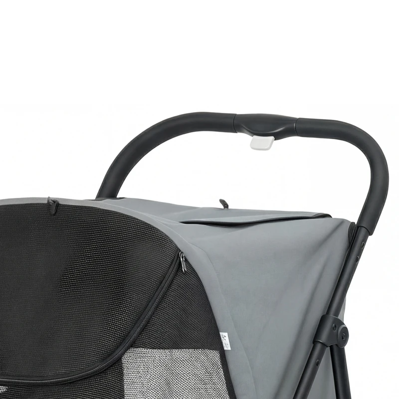 PawHut Dog Stroller, 3 Wheels Pet Stroller with Dual Entry, Easy One-Click Quick Fold, Mesh Windows, Washable Cushion