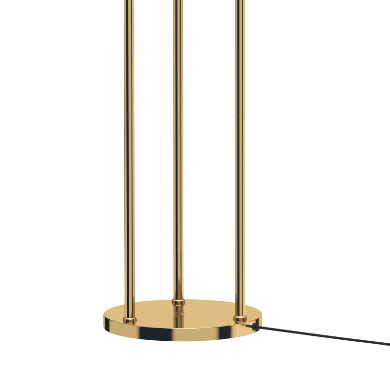 HOMCOM Lampadaire Étagère Verre 3 Lumières Lampe sur Pied Abat-jour Verre Doré