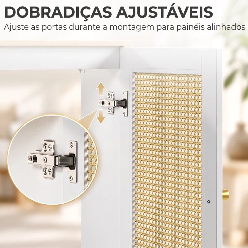 HOMCOM Cobre-radiador com 2 Portas em Rotim para Sala e Quarto 78x19x75 cm Branco