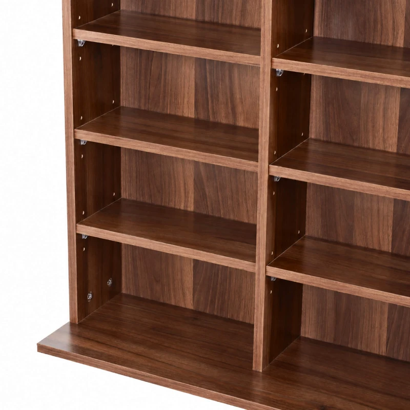 HOMCOM Bibliotecă Înaltă de Perete cu Rafturi Din Lemn, Design Modern, Maro, 195x102x23.5 cm