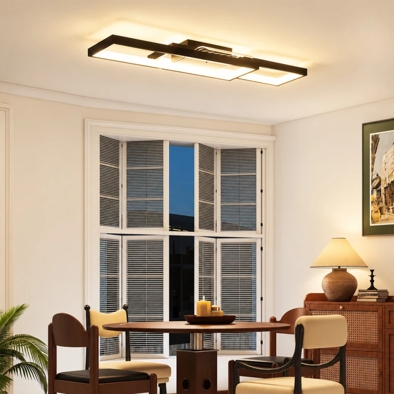 HOMCOM LED Ceiling Light, Modern Dimmable Ceiling Light with Wall Switch & Remote Control, Flush Mount Fixture Lamp with 3000-6000K Colour Temperatures for Living Room, Bedroom, Black