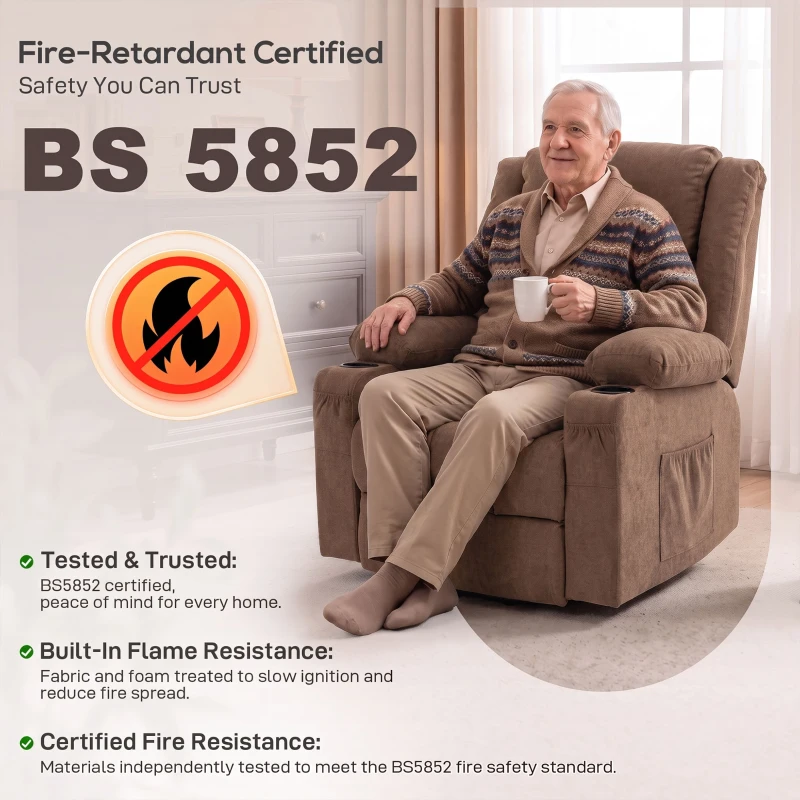 HOMCOM Dual Motor Recliner Chair, 55° Electric Lift Chair for Elderly, Recliner Armchair with Massage and Heat, Brown