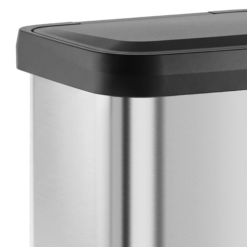 HOMCOM Poubelle de Cuisine 50 L en Acier Inoxydable, Pédale, Couvercle à Fermeture Douce, Compartiment Désodorisant, Argenté