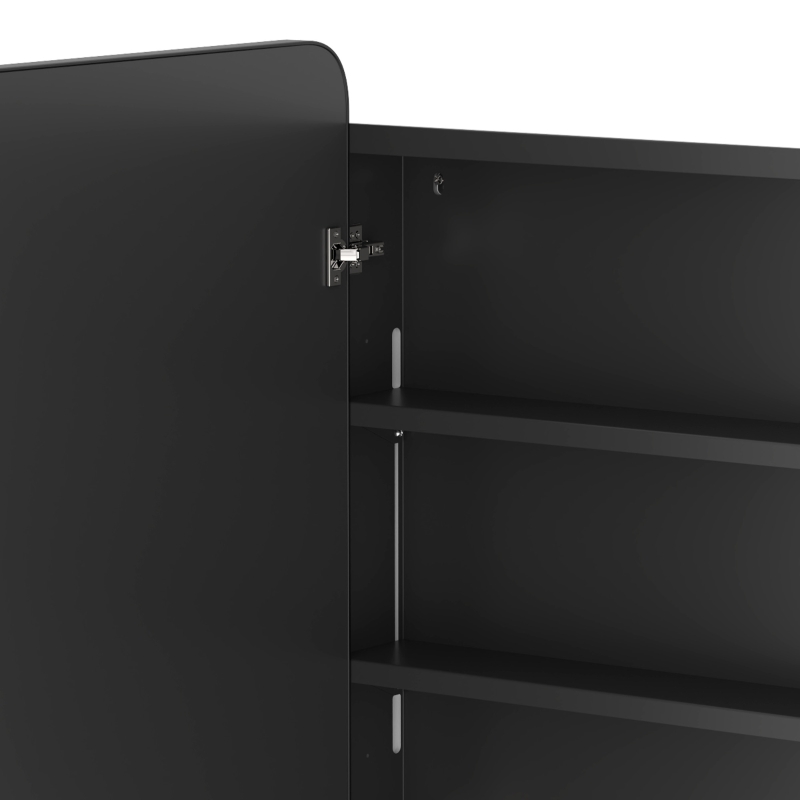 HOMCOM 50.8 x 11.6 x 71 cm Bathroom Mirror Cabinet, Wall Cabinet with Adjustable Shelves, Wall-Mounted or Recessed, Black