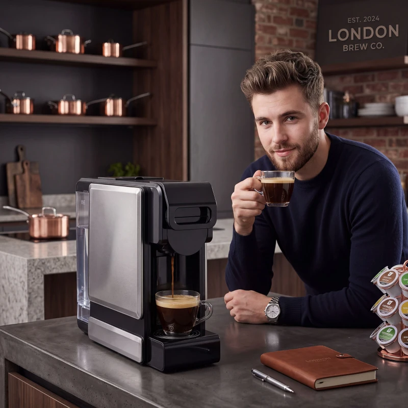 HOMCOM Máquina de Café Expresso 19 Bar Semiautomática com Depósito de Água Amovível 1 L para Cápsulas e Café Moído Preta